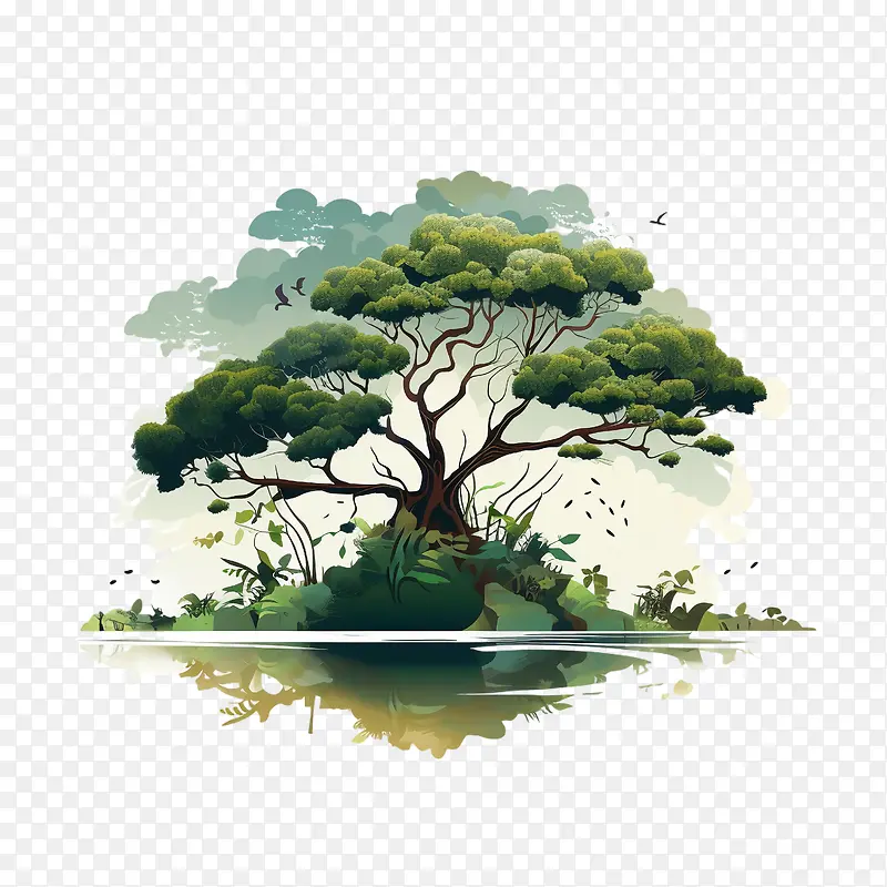 大树-大树热带岛屿树木湖