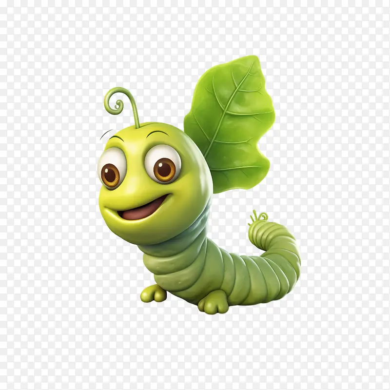 虫虫卡通蠕虫可爱昆虫绿色