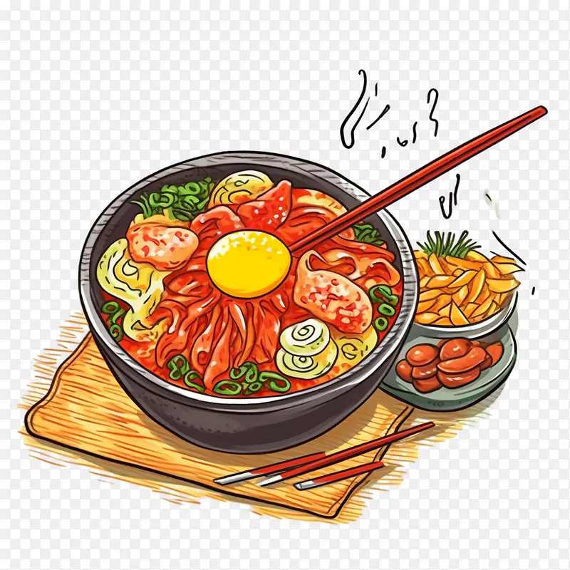 韩国食品-韩国食品汤面条筷子蔬菜