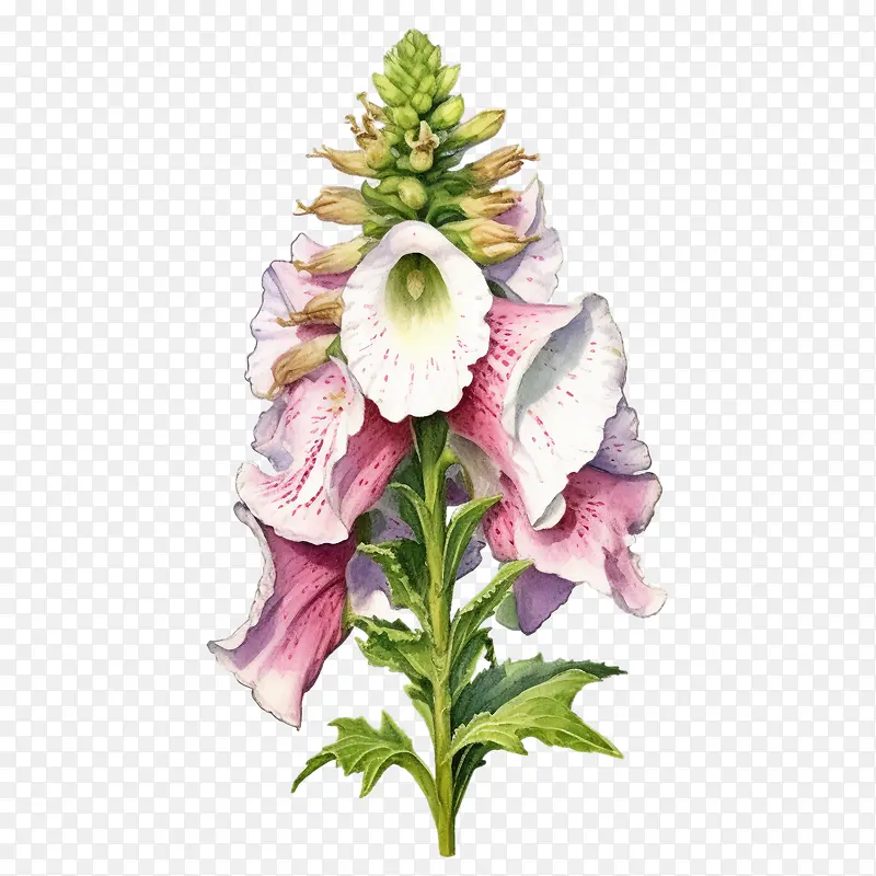 毛地黄花-毛地黄花粉红色白色花茎