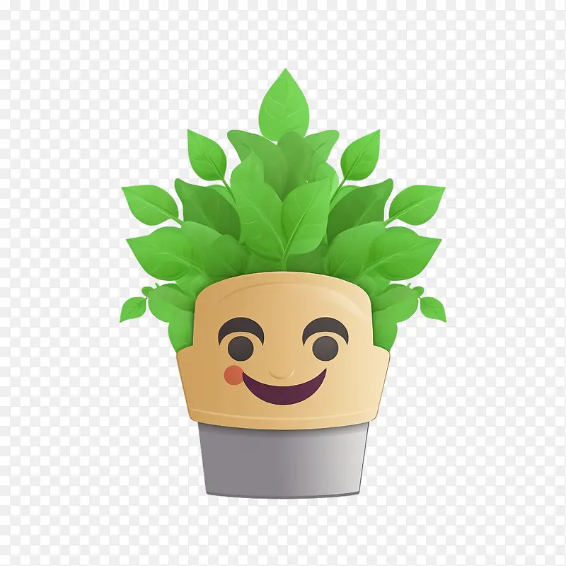 药草-药草盆绿色植物面部表情