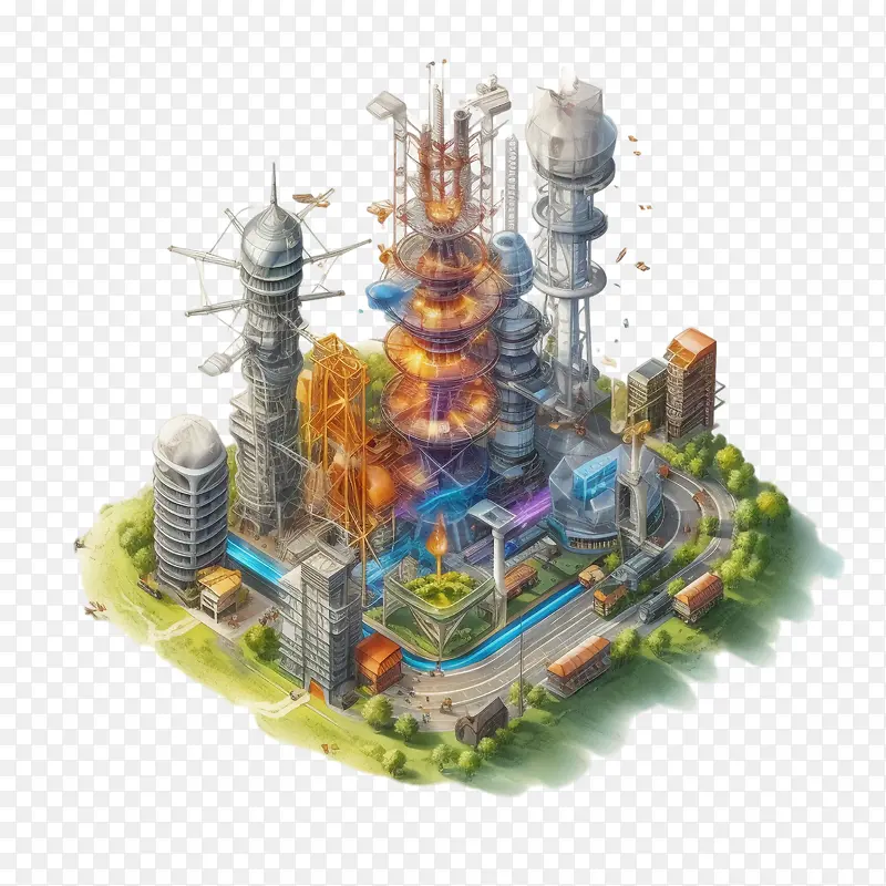 互联网-互联网城市未来派摩天大楼