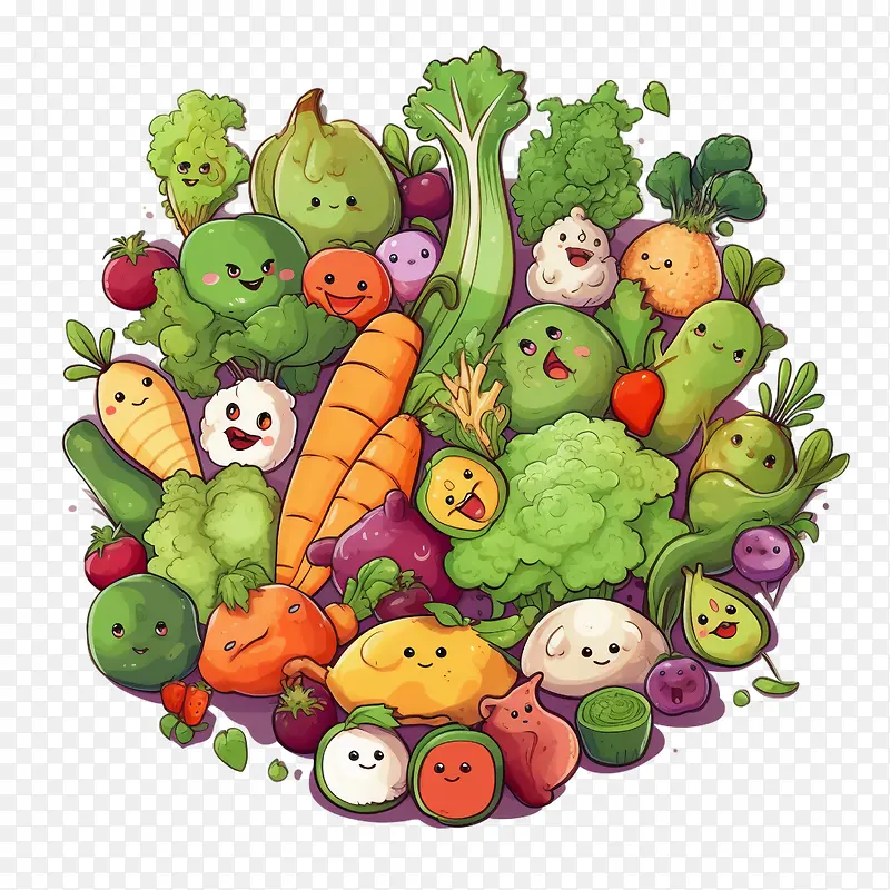 素食日-素食日蔬菜蔬菜可爱多彩