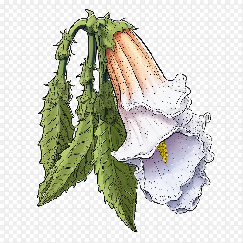 毛地黄花-毛地黄花白色花瓣叶子