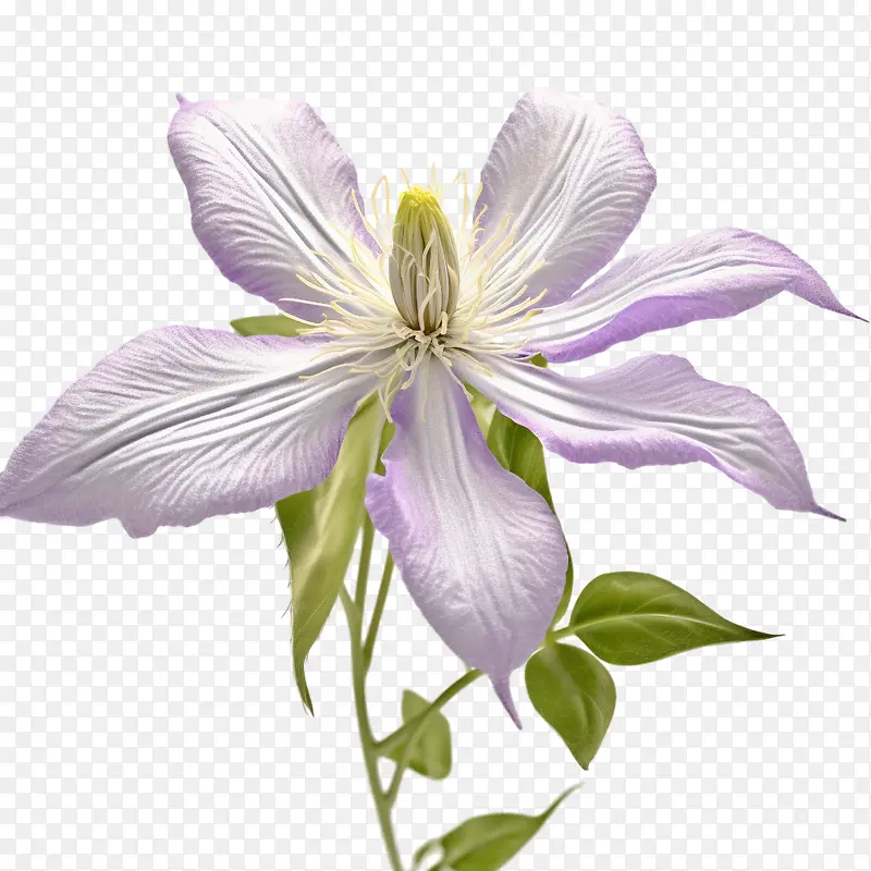 铁线莲花-铁线莲花花紫色白色雄蕊
