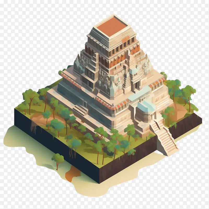 柬埔寨-柬埔寨古金字塔遗址建筑