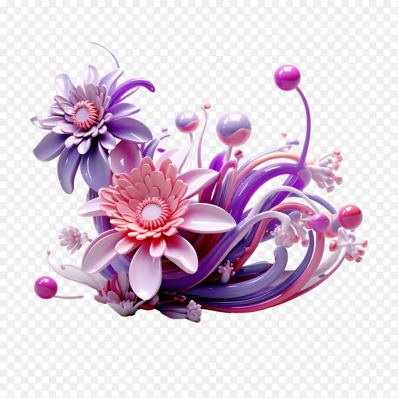 3d花-3d花纸艺花粉色紫色花朵