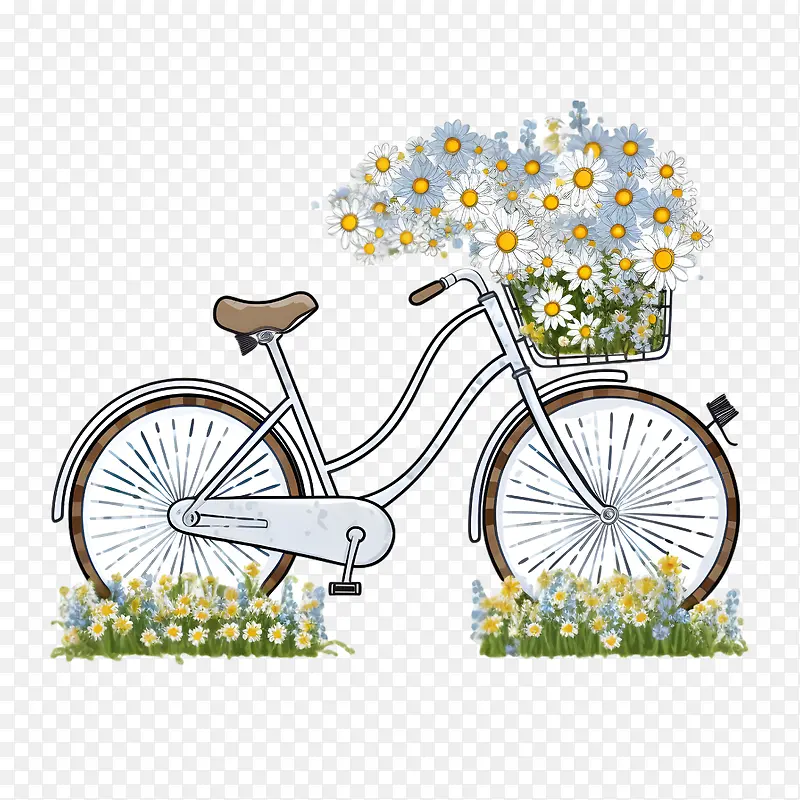 自行车-自行车自行车雏菊花篮