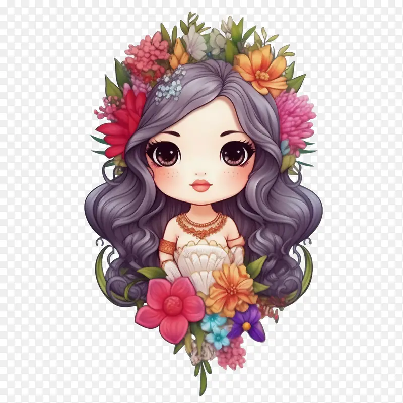 美人鱼-美人鱼花女孩花环鲜花