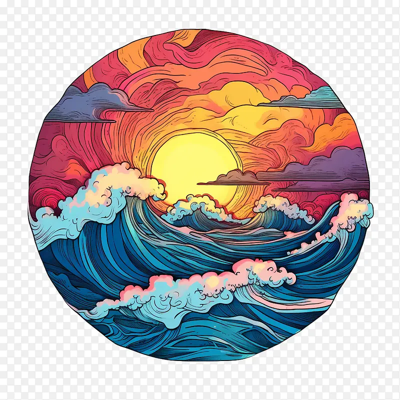 日出-日出海洋日落海浪