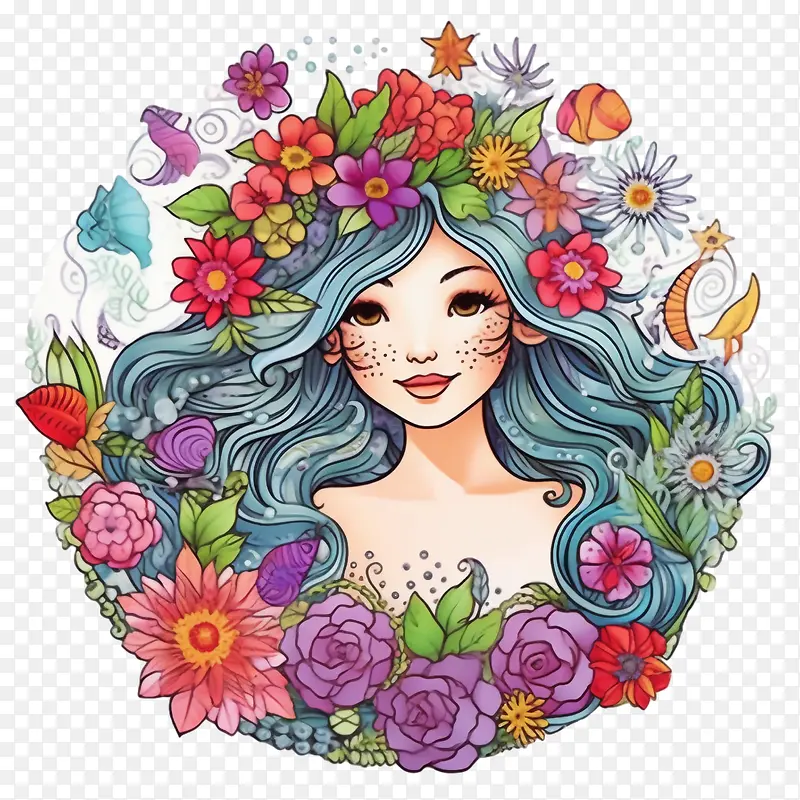 mermaid-美人鱼女人花卉花朵发带