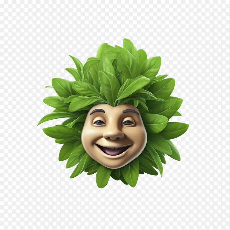 药草-药草微笑绿叶头发绿色肤色