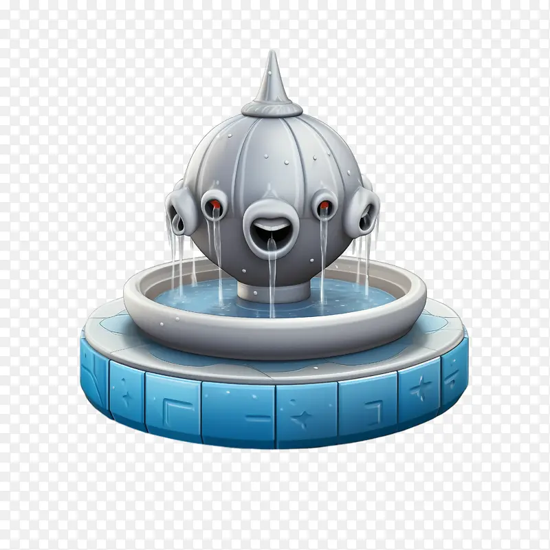 喷泉表情符号-喷泉表情符号喷泉水族馆蓝色金属
