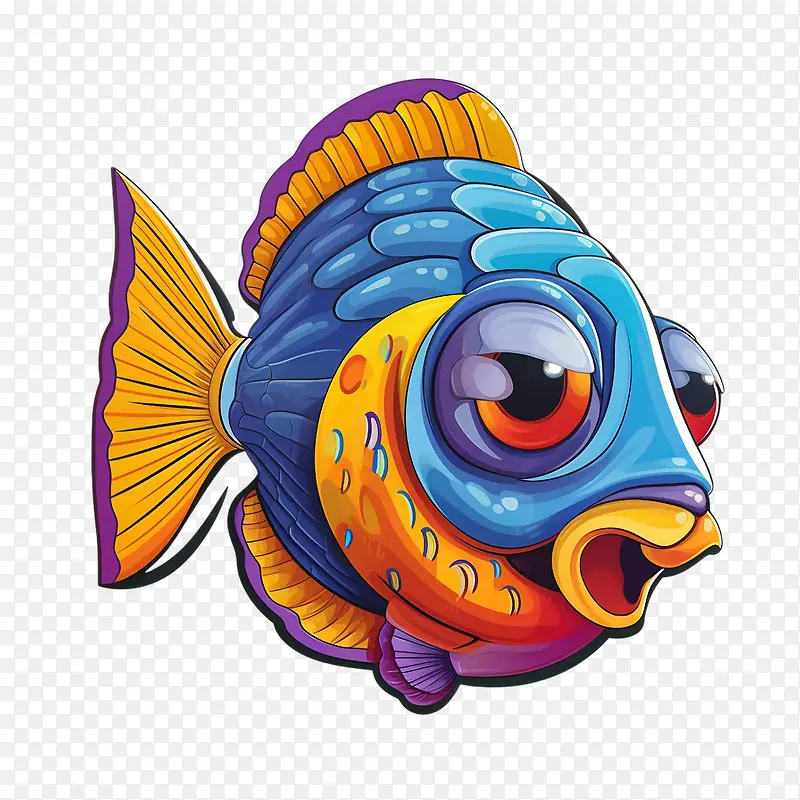 鱼-鱼多彩热带动画异国情调