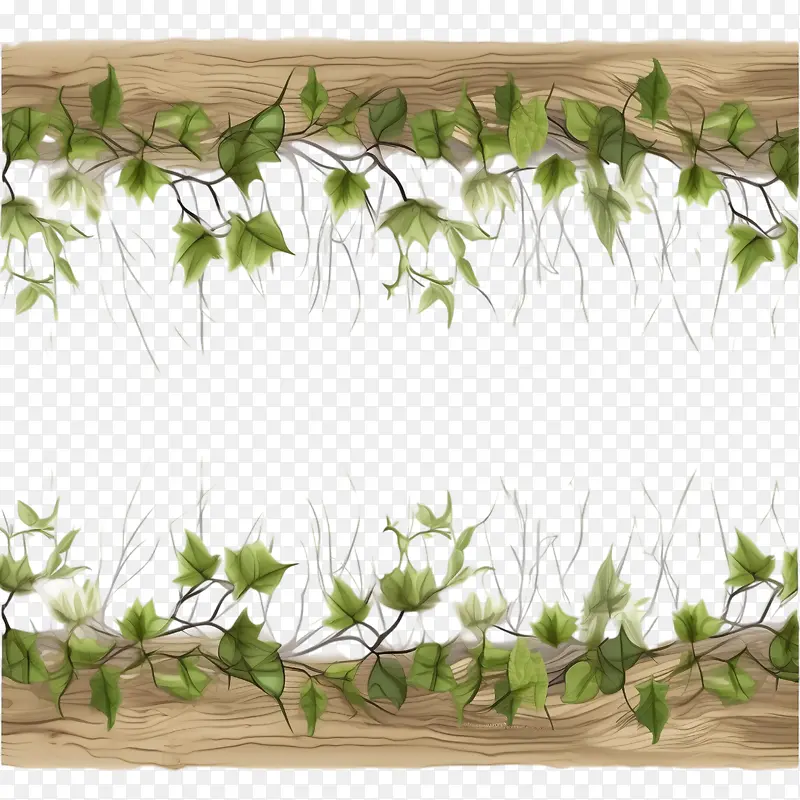 藤本植物无缝边框-植物边框