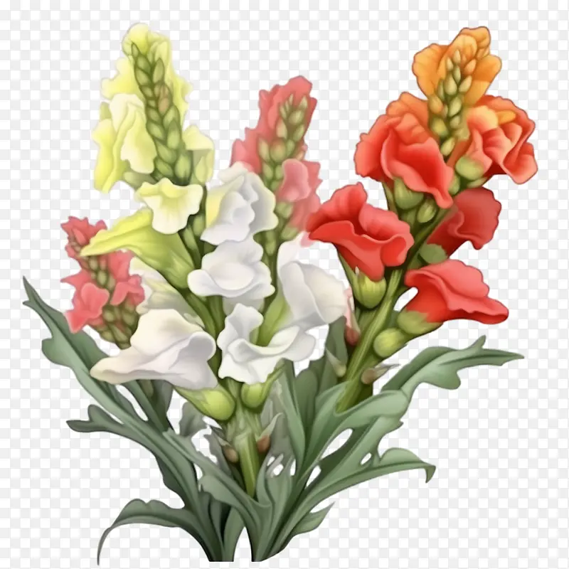 金鱼草花-金鱼草花红色白色黄色花朵