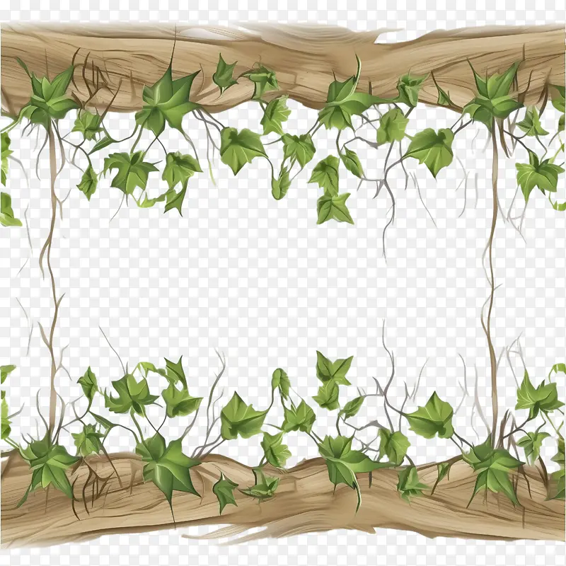 藤本植物无缝边框-植物边框