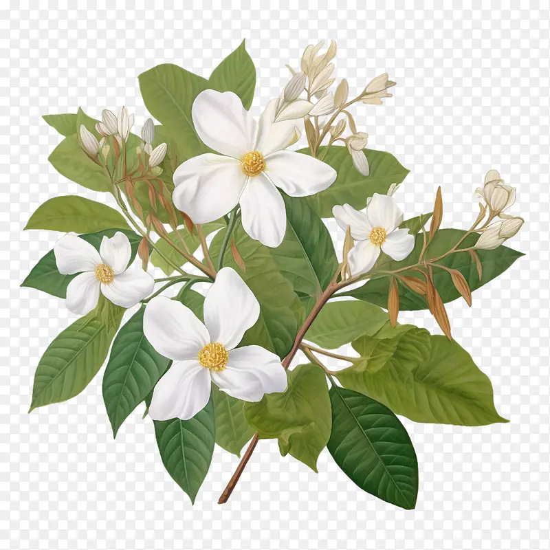 柬埔寨-柬埔寨白花枝叶绿
