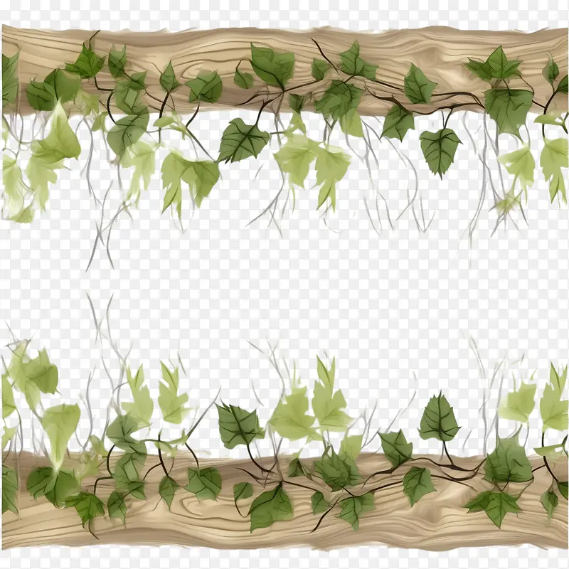 藤本植物无缝边框-植物边框