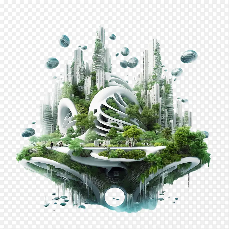 环境-环境走向绿色未来城市景观科幻