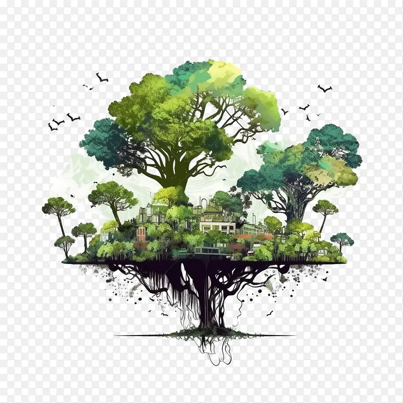 抽象树-抽象树大树景观森林树木