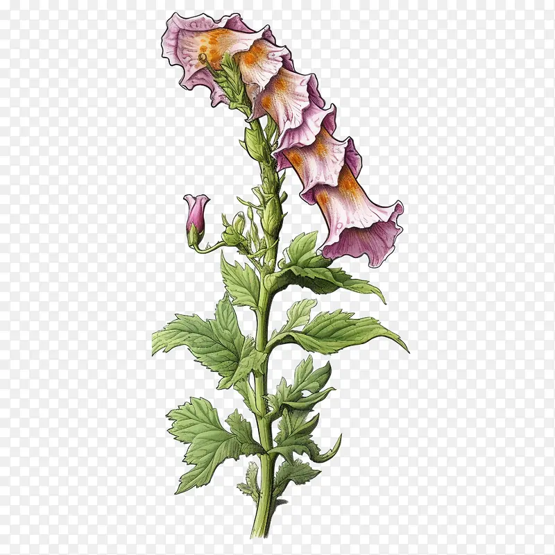 毛地黄花-毛地黄花花萼花梗花托雌蕊