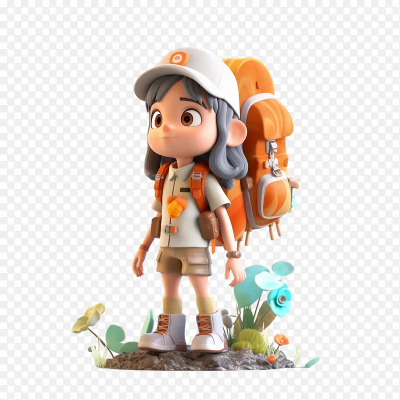 可爱的女孩-可爱的女孩卡通女孩登山背包客户外