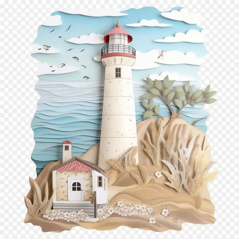 灯塔-灯塔纸艺术灯塔灯塔海洋海滩