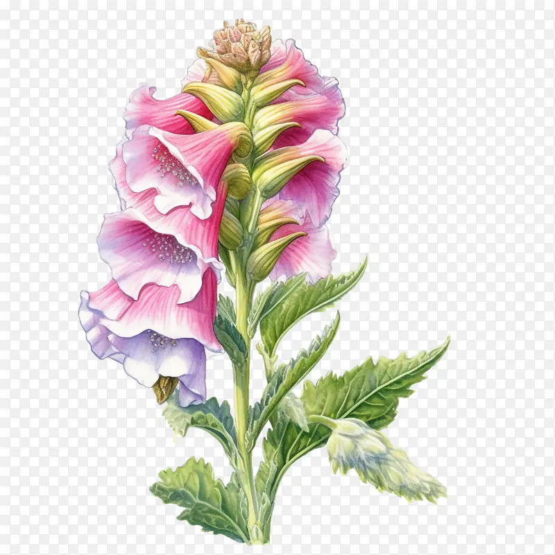 毛地黄花-毛地黄花粉红色花瓣茎