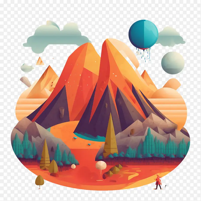 火山-气球