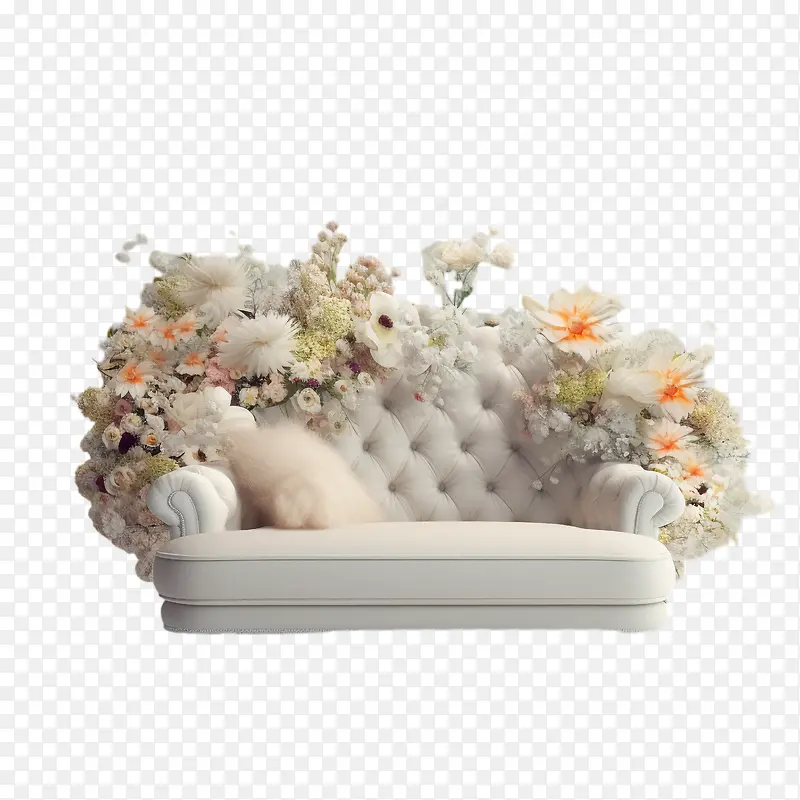 扶手椅-扶手椅沙发白色插花