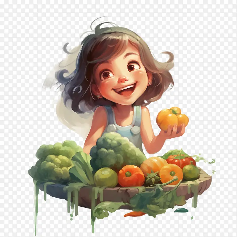 蔬菜-蔬菜女孩清新有机充满活力