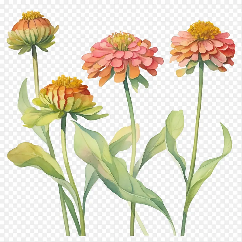 百日草花-百日草花百日草粉红色黄色