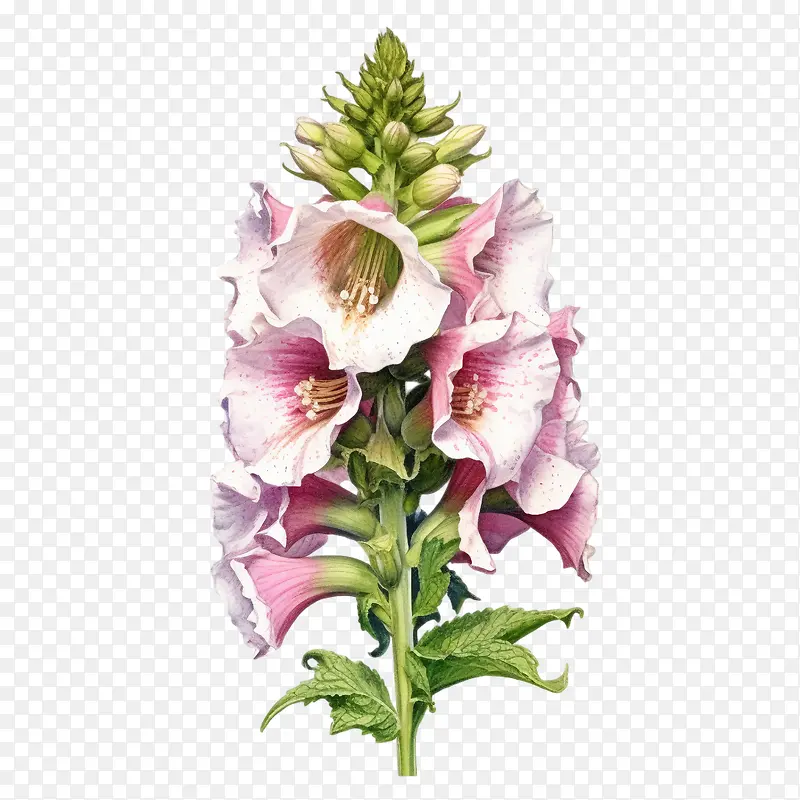 毛地黄花-毛地黄花粉红色的花朵雄蕊雄蕊花药