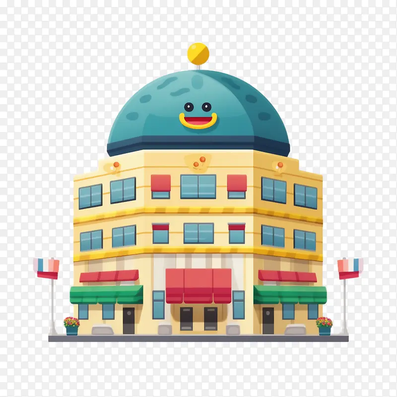 百货商店-百货大楼蓝色圆形可爱