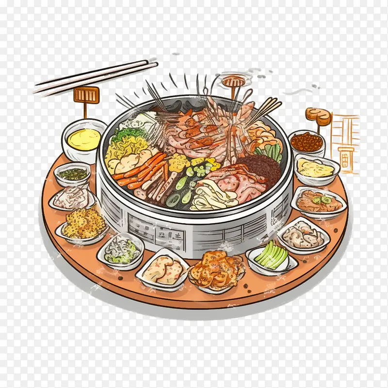 韩国食品-韩国食品火锅中餐炒菜