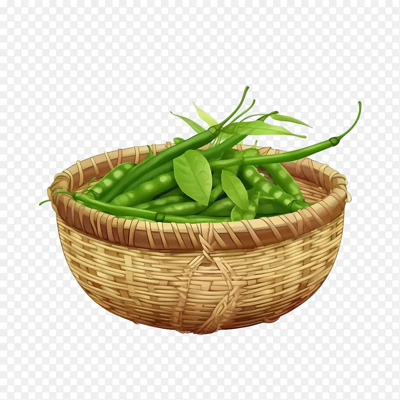 青辣椒-青辣椒豌豆绿色菜篮