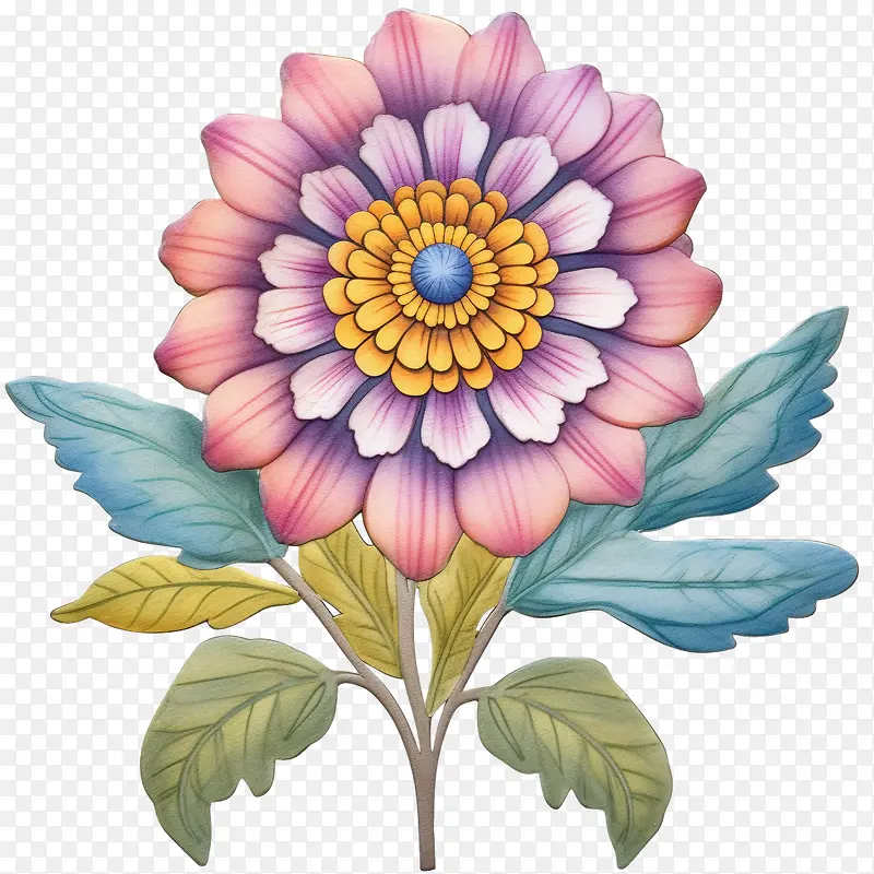 百日草花-百日草花花粉色黄色蓝色