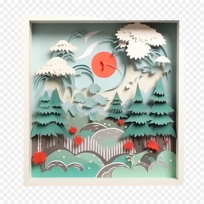 雨季-雨季纸艺风景山树