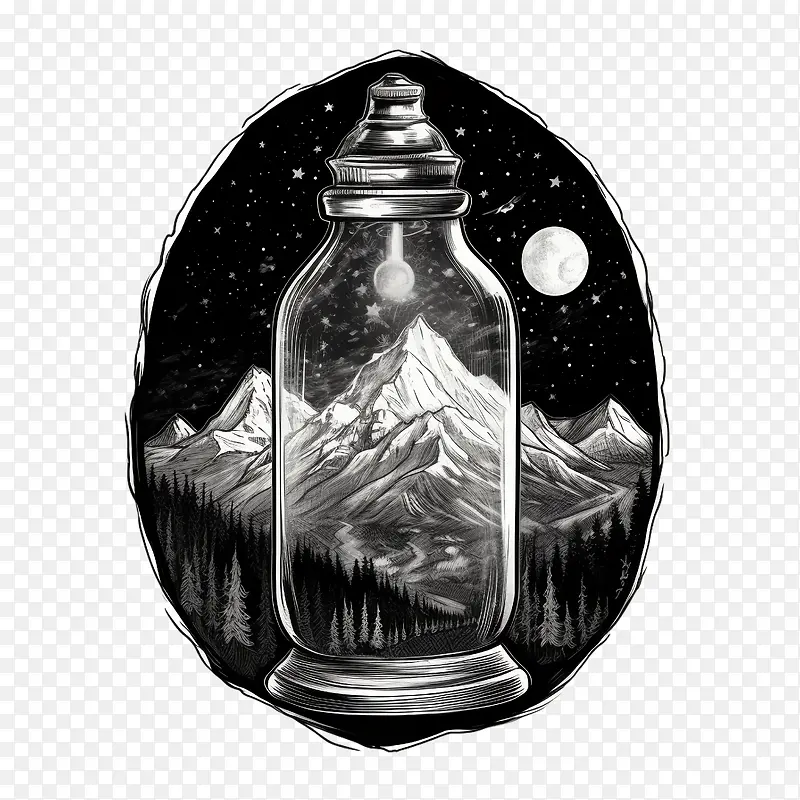 山-山瓶山玻璃瓶月光