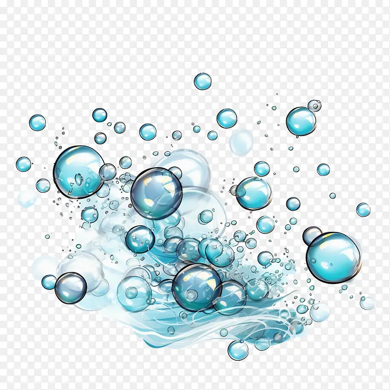 气泡-气泡蓝色水滴液体气泡