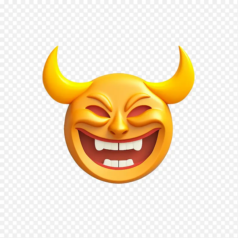 微笑的脸——微笑的脸有角的脸邪恶的微笑撒旦的脸恶魔的表情
