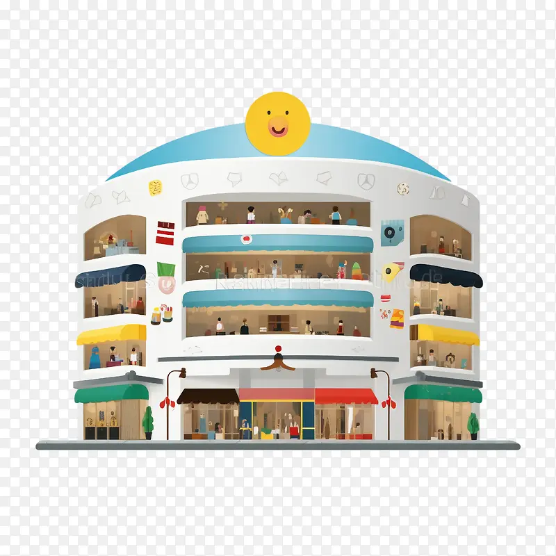 百货商店-百货商店零售店购物中心多层建筑玻璃幕墙