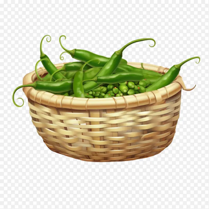 青辣椒-青辣椒豌豆篮花园蔬菜