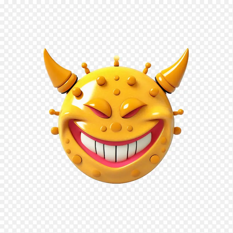 微笑的脸——微笑的脸有角的脸黄色笑脸魔鬼的脸恶魔的脸