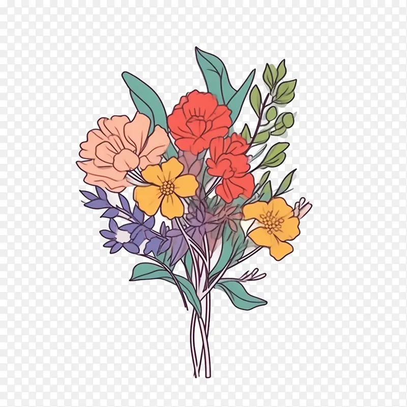 花-花手绘鲜花花束鲜花插花