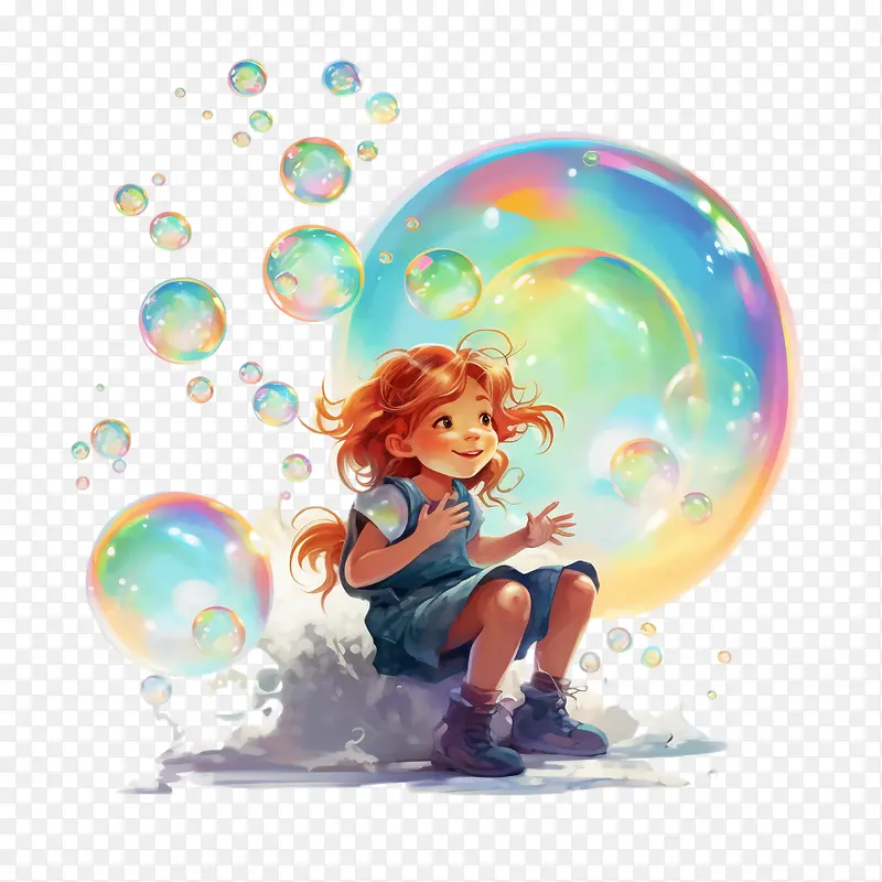 泡泡-泡泡女孩泡泡天空的孩子