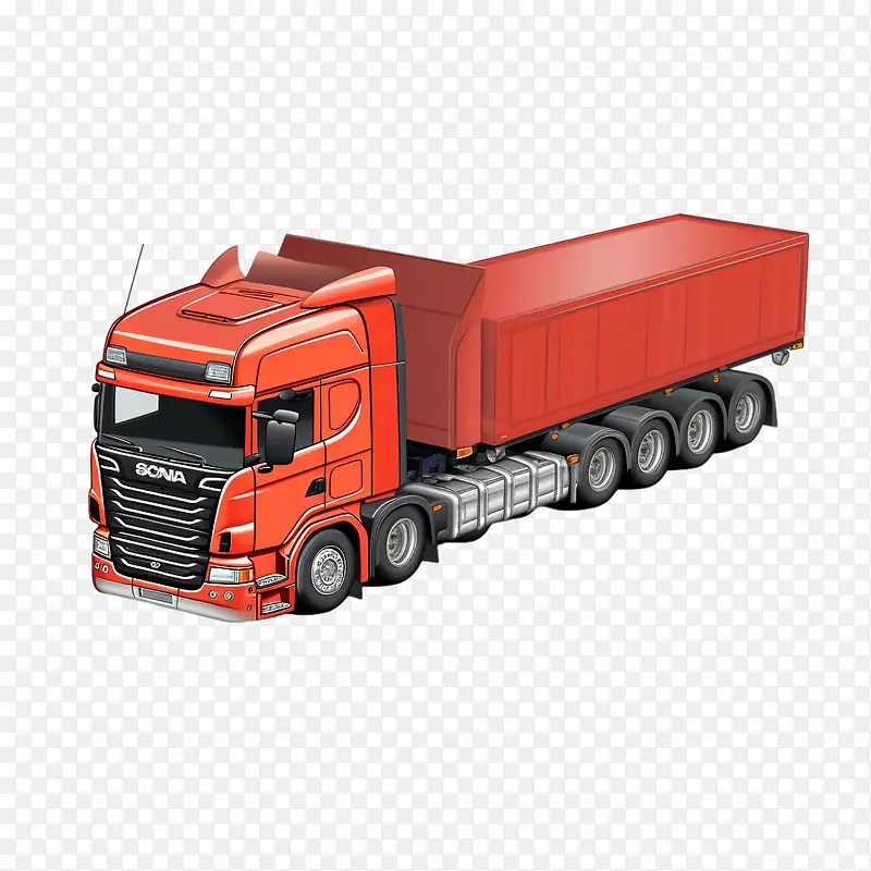 铰接式货车-铰接式货车牵引车拖车红色运输大卡车