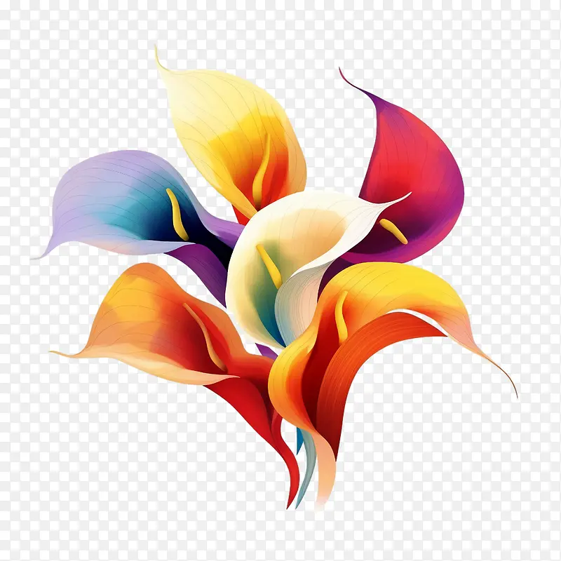 马蹄莲-马蹄莲花绽放水彩花卉