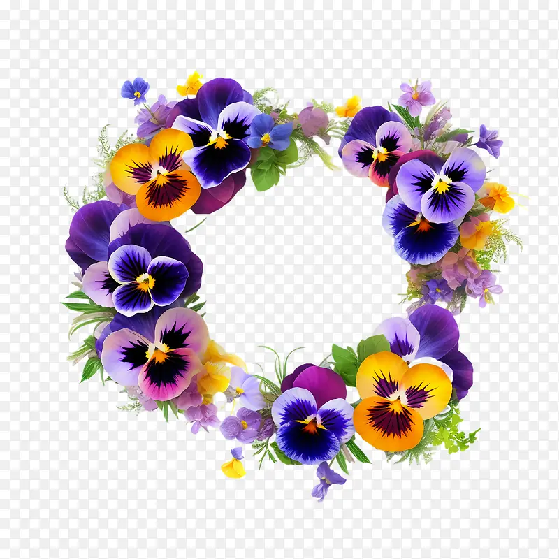 三色堇花-三色堇花img>花圈花卉春天的花朵